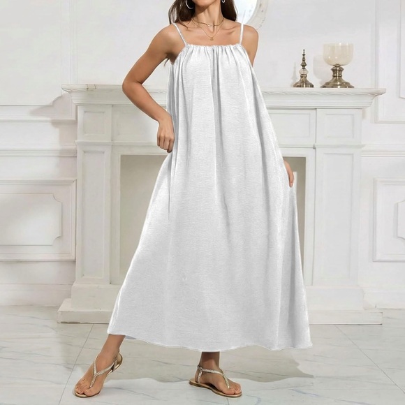 Chic Backless White Maxi Dress - Picture 3 of 4